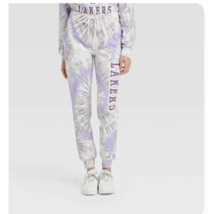 New Hybrid LA Lakers Tie Dye Jogger Sweatpants for Women, Small